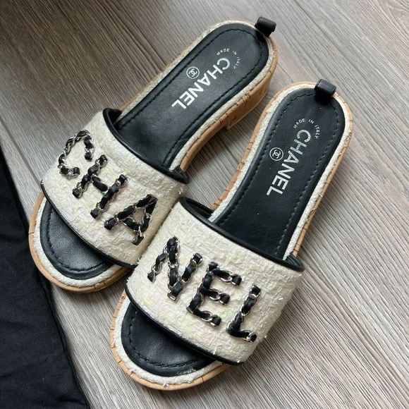 CHANEL | Shoes | Chanel Tweed Sandals From The Cruise 22